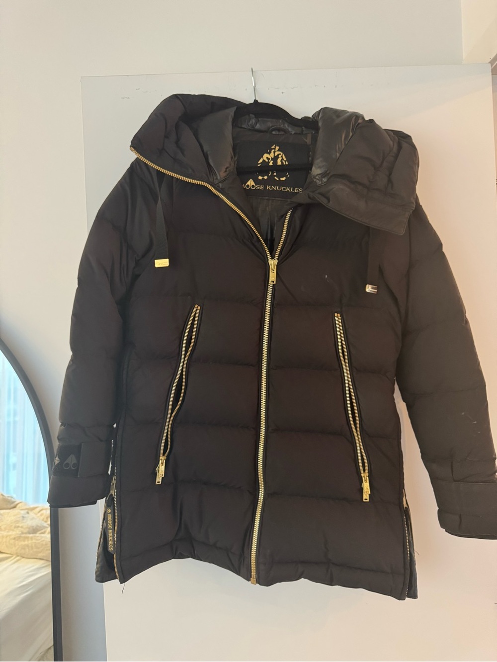 Moose Knuckles Kids Black Quilted Puffer with Gold Hardware